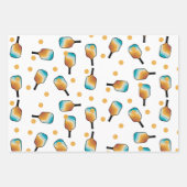 レトロピックボールパドル&ボールパターン ラッピングペーパーシート (正面)