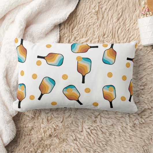 レトロピックボールパドル&ボールパターン ランバークッション (ブランケット)