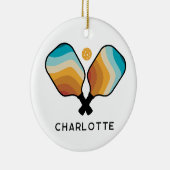 レトロピックボールパドル&ボール名前をカスタムする セラミックオーナメント (右)