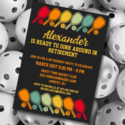 レトロピックボールパーティースポーツパドルズ退職 招待状