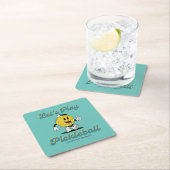 レトロピックボール漫画マスコットパーソナライズされた文字 スクエアペーパーコースター (インサイチュ)