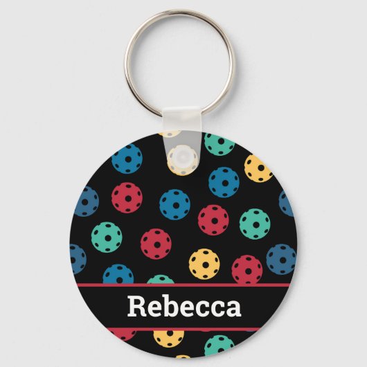 😍レトロピックボール/ブラック キーホルダー (正面)