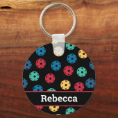 😍レトロピックボール/ブラック キーホルダー (正面)