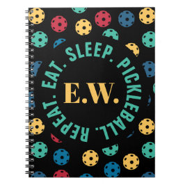 😍レトロピックボール/黒とイニシャル ノートブック