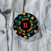 😍レトロピックボール/黒とイニシャル 缶バッジ (インサイチュ)