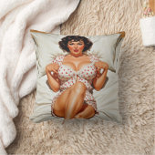 レトロピンアップガールと赤水玉模様PJ クッション (ブランケット)