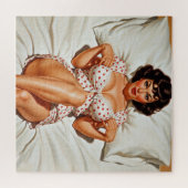 レトロピンアップガールと赤水玉模様PJ ジグソーパズル (横)