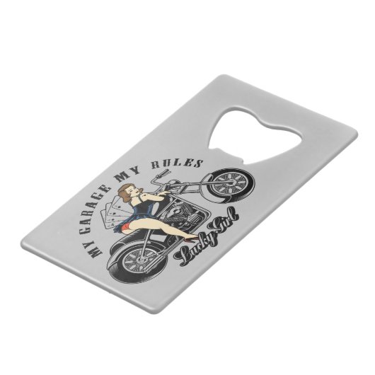 レトロピンアップガールステンレス鋼ボトルオープナー クレジットカード栓抜き (正面アングル)