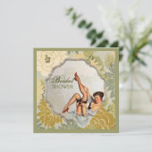 レトロピンアップガールフローラブライダルシャワーティーパーティー 招待状 (スタンド正面)