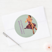 レトロピンアップガールヘアメイクアップアーティスト美容師 ラウンドシール (封筒)