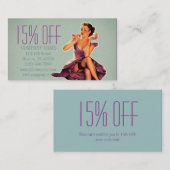 レトロピンアップガールヘアメイクアップアーティスト美容師 割引カード (正面/裏面)