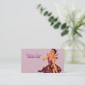 レトロピンアップガールヘアメイクアップアーティスト美容師 名刺 (スタンド正面)