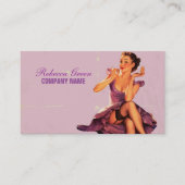 レトロピンアップガールヘアメイクアップアーティスト美容師 名刺 (正面)