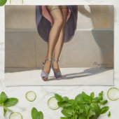 レトロピンアップガール キッチンタオル (折り畳み)