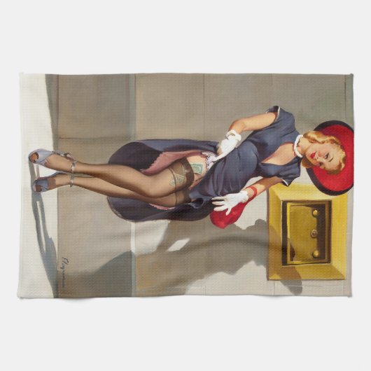 レトロピンアップガール キッチンタオル (横)