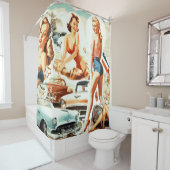 レトロピンアップコラージュ シャワーカーテン (インサイチュ)