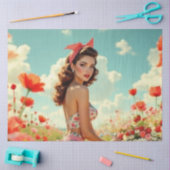 レトロピンアップ女の子とポップ・アートの最先端のツイストデコパージュ 薄葉紙 (クラフト)