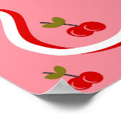 レトロピンクさくらんぼバレンタインブライダルシャワー歓迎 ポスター (角)