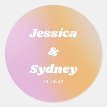 レトロピンクとオレンジのグラデーシ結婚ョン