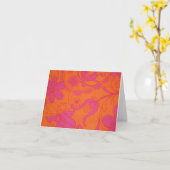 レトロピンクとオレンジのノートカード カード (黄色い花)