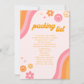 レトロピンクとオレンジのパッキングリスト 招待状 (正面)