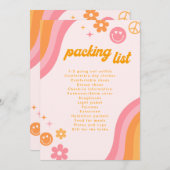 レトロピンクとオレンジのパッキングリスト 招待状 (正面/裏面)