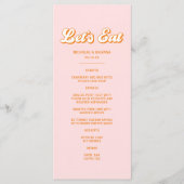 レトロピンクとオレンジの夏の夕日結婚の メニュー (正面)