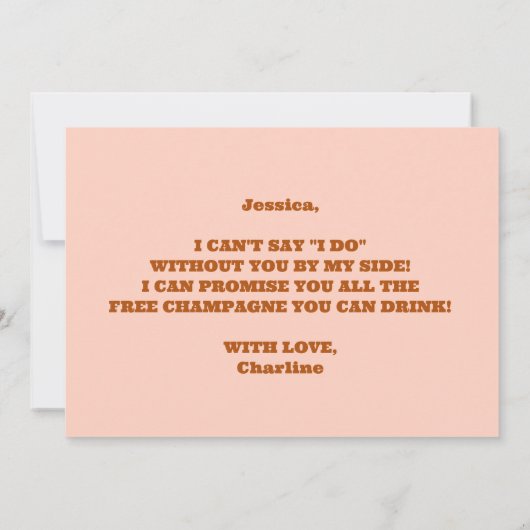 レトロピンクとブルーのブリデシュおもしろいメイドの提案 招待状 (裏面)