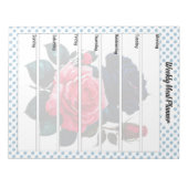 レトロピンクとブルーバラウィークリーミールプランナー ノートパッド (正面)