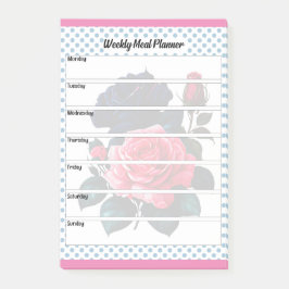 レトロピンクとブルーバラウィークリーミールプランナー ポストイット
