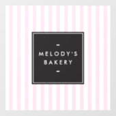 レトロピンクとホワイトのストライプベーカリー ウィンドウサイン (シート)