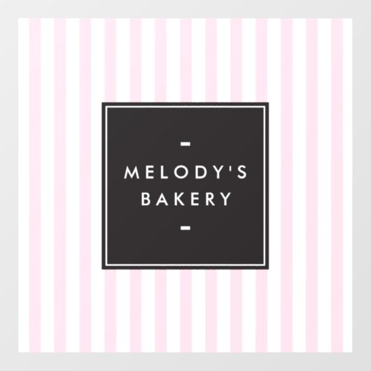 レトロピンクとホワイトのストライプベーカリー ウィンドウサイン (シート)