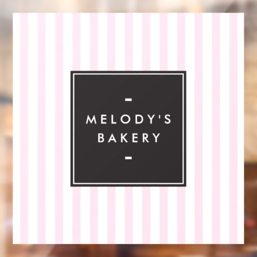 レトロピンクとホワイトのストライプベーカリー ウィンドウサイン (シート2)