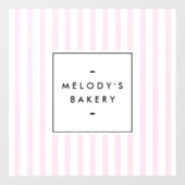 レトロピンクと白のストライプベーカリーウィンドウの固定 ウィンドウサイン (シート)