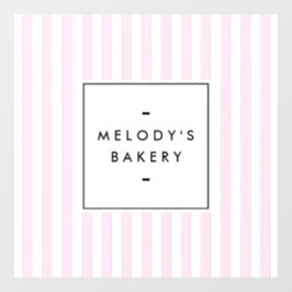 レトロピンクと白のストライプベーカリーウィンドウの固定 ウィンドウサイン