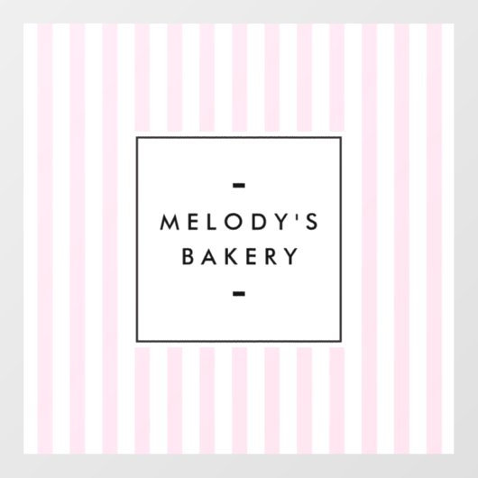 レトロピンクと白のストライプベーカリーウィンドウの固定 ウィンドウサイン (シート)