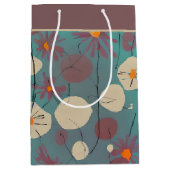 レトロピンクと白の花中抱き枕 ミディアムペーパーバッグ (正面)