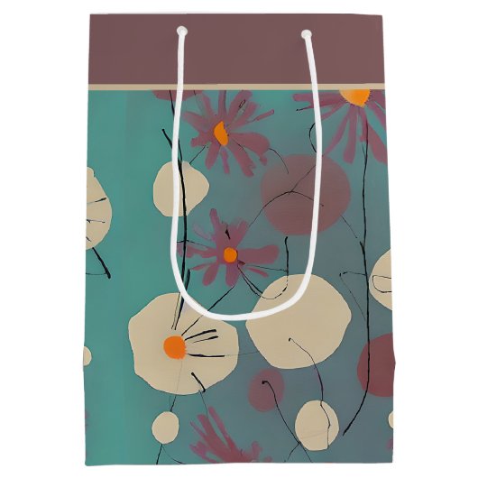 レトロピンクと白の花中抱き枕 ミディアムペーパーバッグ (裏面)