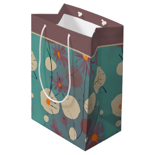 レトロピンクと白の花中抱き枕 ミディアムペーパーバッグ (裏面アングル)