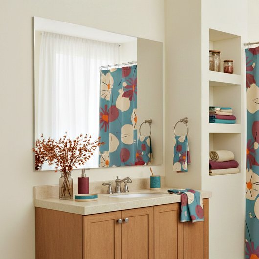 レトロピンクと白の花 バスタオルセット