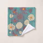 レトロピンクと白の花 バスタオルセット (ウォッシュタオル)