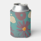 レトロピンクと白の花 缶クーラー (缶正面)