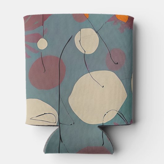 レトロピンクと白の花 缶クーラー (裏面)