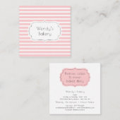 レトロピンクと白ヴィンテージキャンディストライプパン スクエア名刺 (正面/裏面)