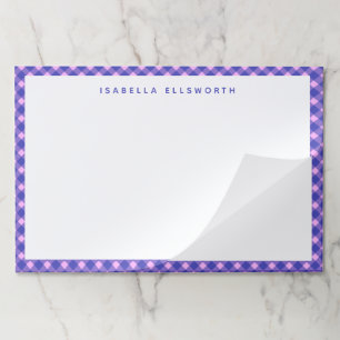 レトロピンクと紫のギンガムプレイドパーソナライズされた ペーパーパッド