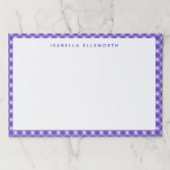 レトロピンクと紫のギンガムプレイドパーソナライズされた ペーパーパッド (正面)