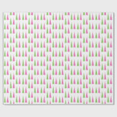 レトロピンクと緑のクリスマスツリー ラッピングペーパー (フラット)