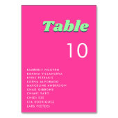 レトロピンクと緑のテーブル番号座席表 テーブルナンバー (裏面)