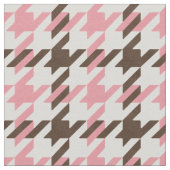 レトロピンクと茶色のプレ千鳥格子のイドパターン ファブリック (クローズアップ)