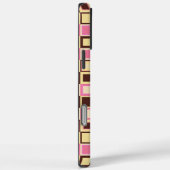 レトロピンクと茶色の幾何学正方形パターン Case-Mate iPhoneケース (裏面 / 右)